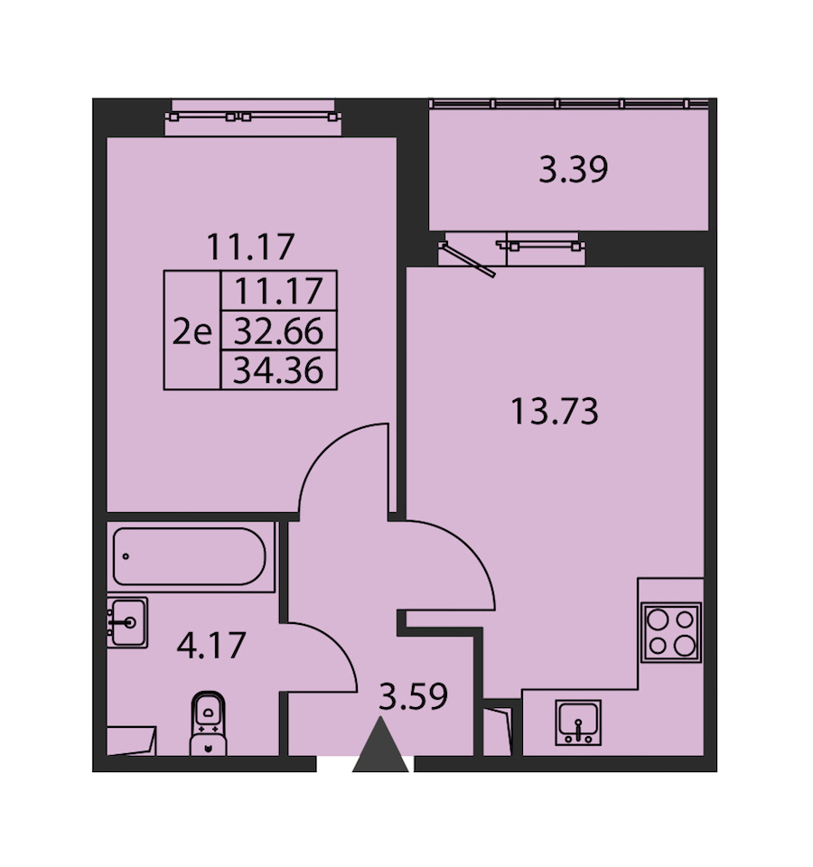 1-комнатная квартира 32.66 м², 1/12 эт., ЖК «Полис ЛАВрики»